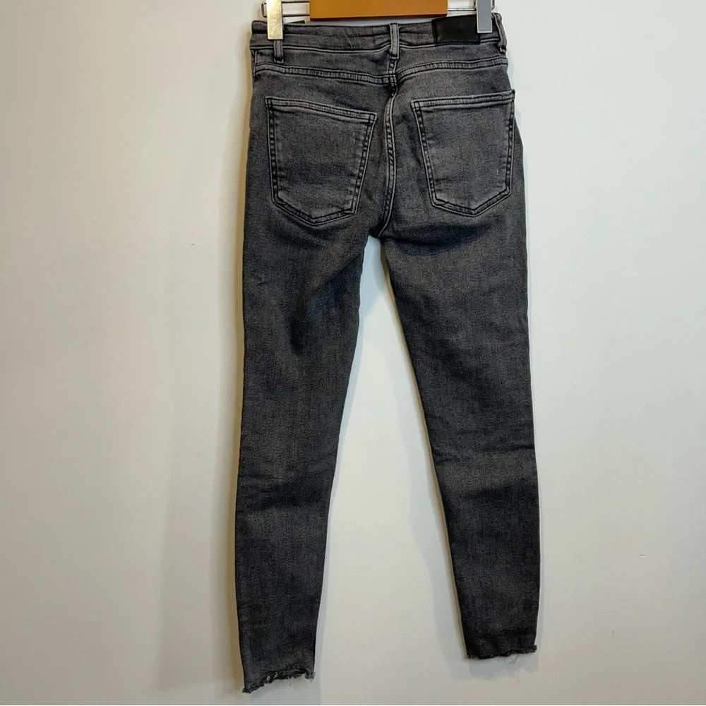 Zara Midrise Raw Hem Slim Jeans Washed Black - Picture 5 of 7